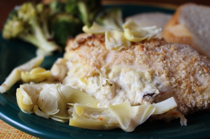 Artichoke and Roasted Garlic Stuffed Chicken. Enough said! Try it, you'll swoon! Small Town Girl Blog.