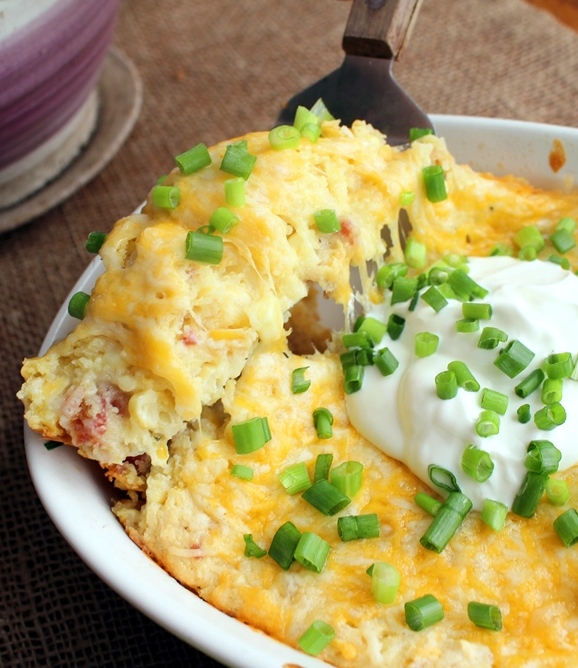 Loaded Corn Casserole. Fresh corn, bacon, and chives take this traditional favorite to a whole new level. Small Town Girl Blog.